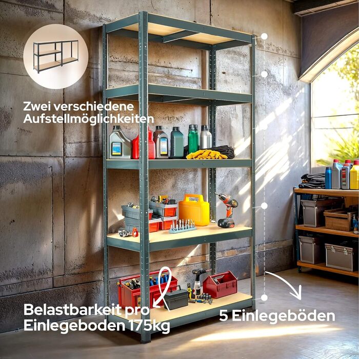 Arebos Heavy-Duty 2-Tier Shelf - 180 x 90 x 40 cm - 875kg Capacity