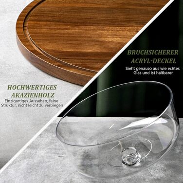 Тортене плата ANBOXIT з підставкою, тортовий стійка, таця для тортів з кришкою, тортовий дзвін з акрилу, дерев'яний стійка для тортів з кришкою.