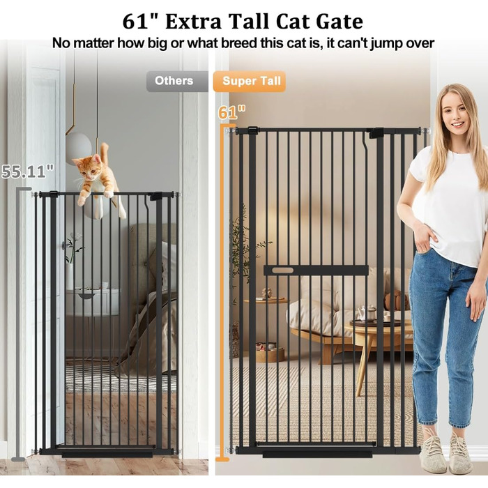 Захисне гiтер для домашнiх тварин Xifamniy, 155 см, без свердлiння. Безпека для дiтей та тварин