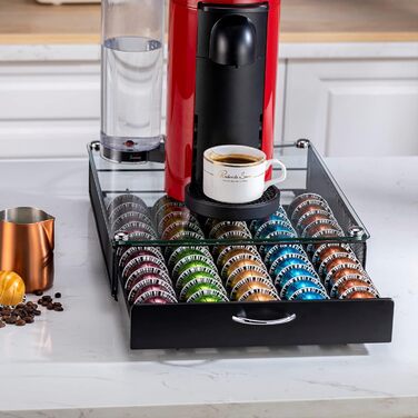 Тримач для капсул Nespresso Vertuo Rice Rat, 50 капсул, чорний, скляний каркас