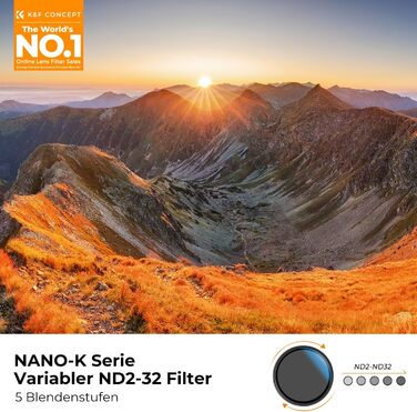 Фільтр ND K&F Concept Nano-K Serie 67mm, змінний (ND2-32, 1-5 ступенів затемнення)