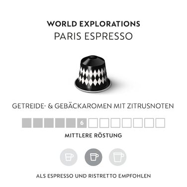 Капсули для кави Nespresso Paris | Арабіка та Робуста, середнього обсмаження | Для еспресо | 100 капсул | Сумісна з оригінальними капсульними машинами Nespresso