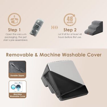 Сходинки для собак EHEYCIGA: компактні та зручні для маленьких собак, 40 см заввишки, сірі