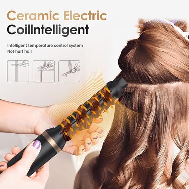 Набір для укладки Journeyside Airstyler: щітка-фен, плойка, випрямляч, 5 насадок, 1000W, чорний та золотий