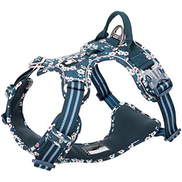 Шлейка для собак WINHYEPET Truelove No-Pull, бавовняна, дихаюча, світловідбиваюча, регульована, для маленьких та середніх собак і котів, TLH5655 (XS, Саксонія Блакитний)