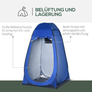 Outsunny Pop-Up Shower Tent Toilet Tent - Portable Outdoor Changing Room & Privacy Shelter with Carry Bag - 126x124x189cm