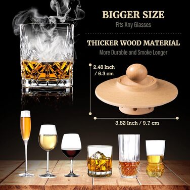 Набір для копчення віскі – Old Fashioned Cocktail Geschenkset: 6 дерев'яних чіпсів, 4 гранітні камені, запальничка та аксесуари для любителів віскі та коктейлів (без бутану), класичний набір