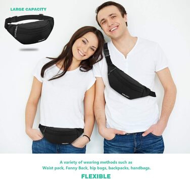 Поясна сумка на пояс для жінок та чоловіків, спортивна, для бігу, чорна