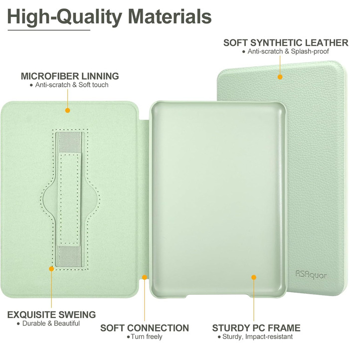 Чохол для електронних читалок Tolino Shine/Clara Colour/Kobo Clara Colour з підставкою та петлею, зелений (Agave Grün)