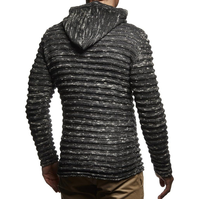 Чоловіча в'язана куртка Leif Nelson з капюшоном та блискавкою - чоловічий кардиган з трикотажного полотна для зими, бавовна, M, антрацит