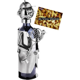 BRUBAKER Wine Bottle Holder Tennis Player Metal Sculpture with Gift Card