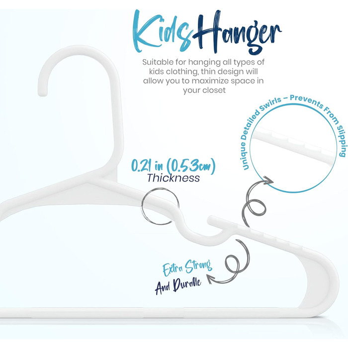 40 вешалок для дитячого одягу Utopia Home: білі, пластикові, 11,5 см - для шафи, щоденне використання