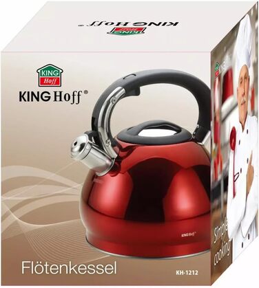 Чайник King Hoff з нержавіючої сталі та бронзи, 3.4 л, KH-1213 (червоний)