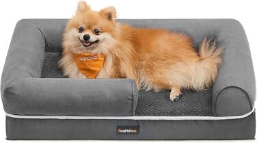 Ортопедичне ліжко для собак Feandrea, м'яке, з піднятими бортиками, 91x68x18 см, знімний чохол, антиковзаюча підставка
