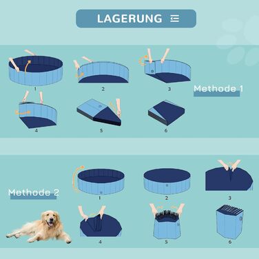 PawHut Dog Bathtub Dog Pool Bathtub Swimming Pool Water Pool for Dogs 120 x 30 cm (Sky Blue + Dark Blue, 100L x 100W x 30H cm)