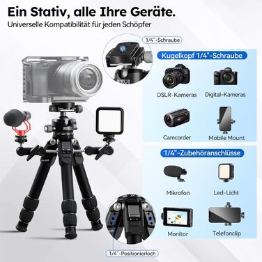 Штатив SIRUI AM-203S: компактний міні-штатив з алюмінію для DSLR, Vlogging, настільний, 15кг, 42см