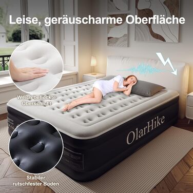 Надувний матрац OlarHike для кемпінгу та дому, 200 x 90 x 46 см, самонадувний, з інтегрованою помпою