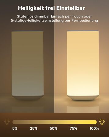 Нічна лампа торшера Touch Dimmable, з пультом дистанційного керування LED, на батарейках, 256 кольорів, 3 режими, нічник, для дітей, створення атмосфери, настільна лампа, таймер для спальні, вітальні, біла