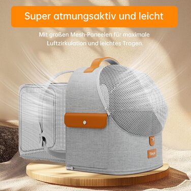 Розширюваний рюкзак для котів - рюкзак-переноска для тварин з дихаючою сіткою 4D, рюкзак для собак та котів до 12 кг (Сірий)