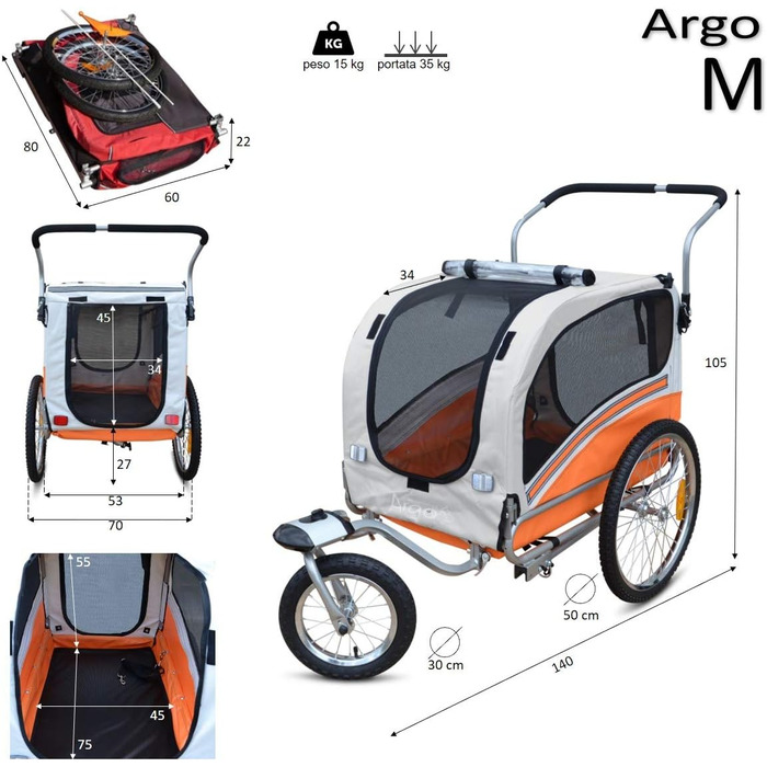 Причіп для собак Papilioshop Argo - зелений (маскування), S-M-L - для собак середніх та великих порід