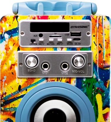 Караоке DYNASONIC з 2 мікрофонами, портативна караоке-машина, Bluetooth-колонки, USB та SD-картрідер, світлові ефекти, подарунок для дітей 5-13 років (Model 22 lights)