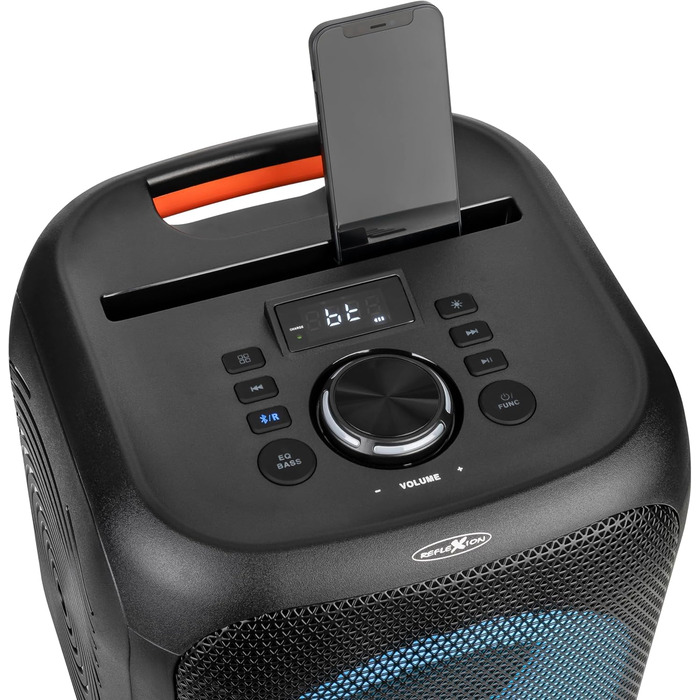 Reflexion PS09BT: Портативна Bluetooth-колонка для вечірок, DJ та караоке, 500 Вт, радіо UKW-PLL, світлодіодний ефект, мікрофон, акумулятор, чорний (PSX11BT)