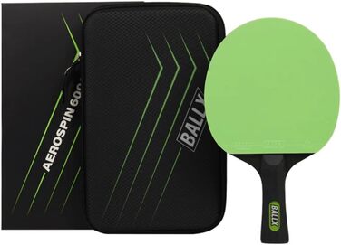 BallX Pro Carbon Table Tennis Paddle - 7-ply Blade - 2.0mm Sponge Cushion - Two different 5-Star Rubber Surfaces (Black & Green) - Includes Paddle Bag - AeroSpin 6000 Carbon