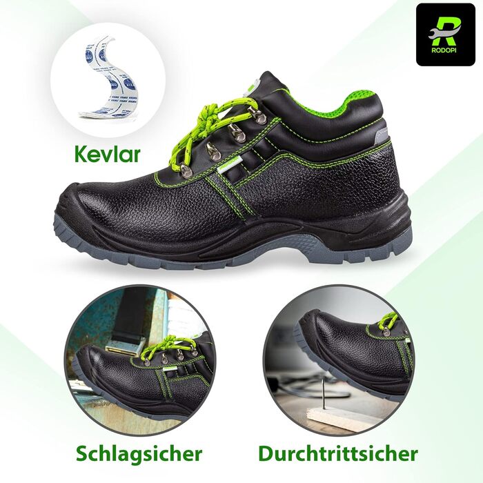 Робочі черевики RODOPI S3 Airgee-Protect для чоловіків та жінок, розмір 40-47, захисні черевики EN ISO 20345:2011, сталевий капок, чорно-зелені