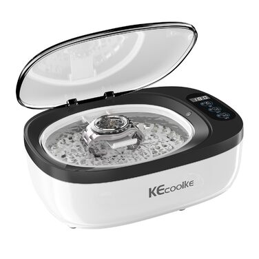 Ультразвукова мийка KECOOLKE Sonic Cleaner з цифровим таймером для прикрас, ювелірних виробів, монет та окулярів, білий