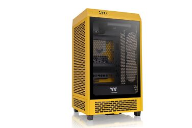 Корпус Thermaltake The Tower 200 Turquoise Mini-ITX з вертикальним кріпленням, скло Temperd Glass, 2x CT140 вентилятори, підтримка AIO 280мм, для відеокарти до 380мм, корпус, білий