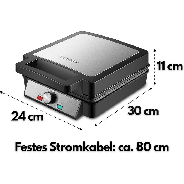Електричний вафельниця XXL з 4 голівками, 1200 Вт | Вафельниця, Paninigrill, тостер для вафель, електрогриль | Вафельниця XXL