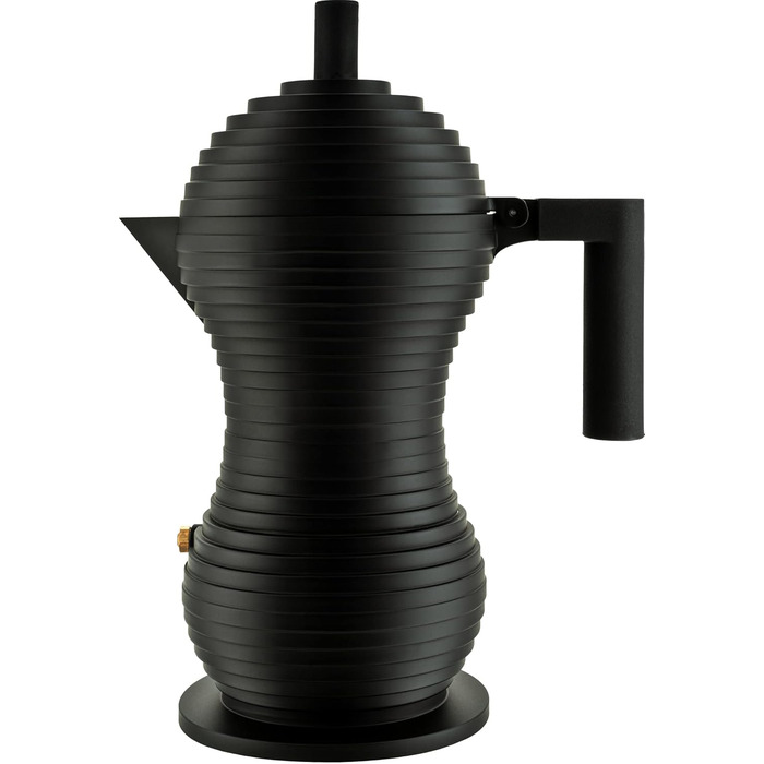 Alessi Pulcina MDL02/6 BB - Design Espresso Coffee Machine, made of cast aluminum with handle and knob made of PA, 6 cups, Black, 20 cm