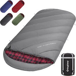 KingCamp XXL 3-Season Sleeping Bag - Oversized Adult Sleeping Bag for Camping, Backpacking, Hiking, Indoor & Outdoor Use (Classic Grey)