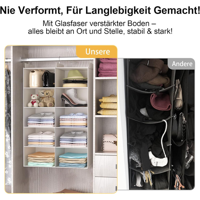 Органайзер для одягу на 6 рівнів, розкладний, з 3 металевими гачками – для шафи, спальні, гуртожитку