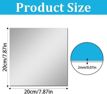 10 самоклеючих дзеркальних наліпок, 20x20 см, 2 мм акрилової плівки для ванної, вітальні, спальні, шафи