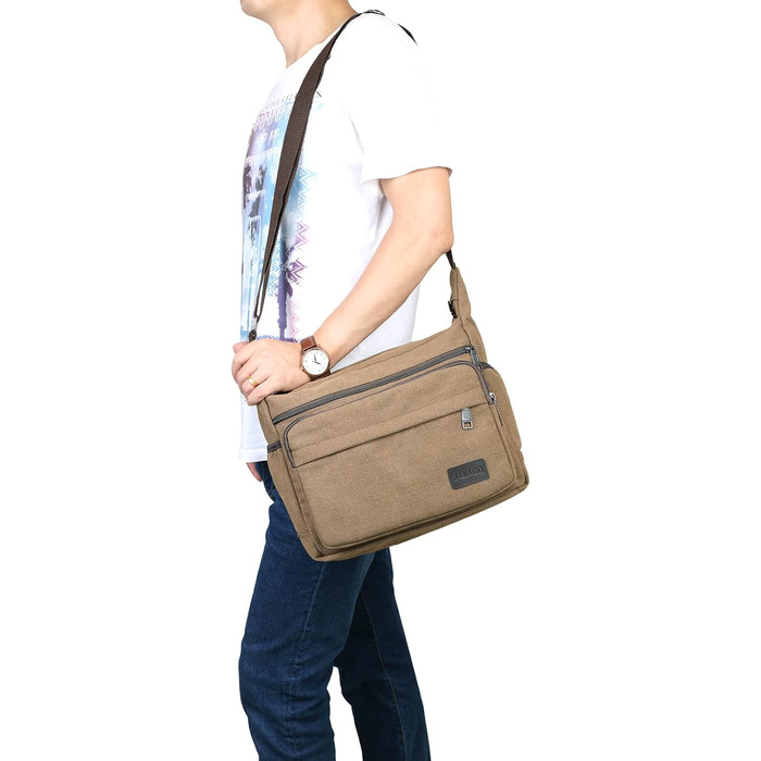 Чоловіча водонепроникна сумка через плече Jakago з тканини, сумка для роботи, подорожей, відпочинку, повсякденного використання, коричнева