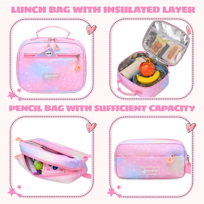 Шкільний рюкзак для дівчинки-підлітка 3 в 1: рюкзак, ланч-бокс, пенал. Підходить для ноутбука 15.6