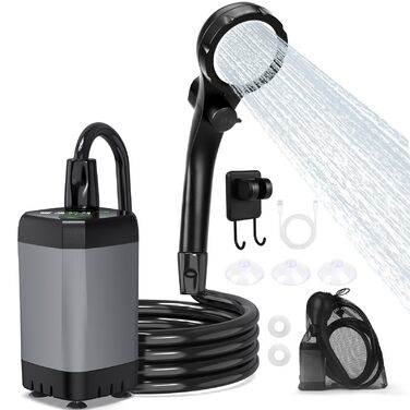 Портативна душова кабіна ShinePick для кемпінгу, 3000 mAh, LED-дисплей, 3 режими, водонепроникна IPX7, для кемпінгу, відпочинку на природі, авто та тварин