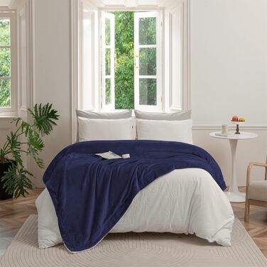 Плед Sherpa Marineblau 130x150см: теплий та м'який плед для дивану