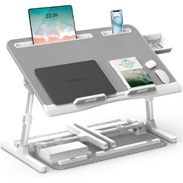 Столик для ноутбука Potuopy з регулюванням висоти та кута нахилу, великий (60*40 см), сірий
