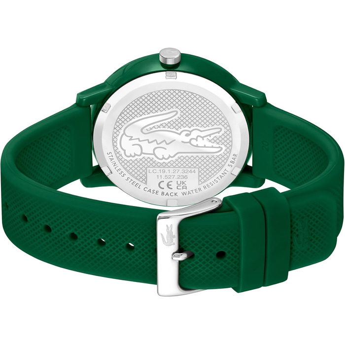 Годинник Lacoste 12.12 аналоговий, зелений, силіконовий ремінець Petit Piqué – чоловічий та жіночий