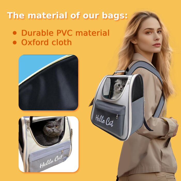 Рюкзак для котів та маленьких собак з сітчастим вікном, до 15 кг, чорний