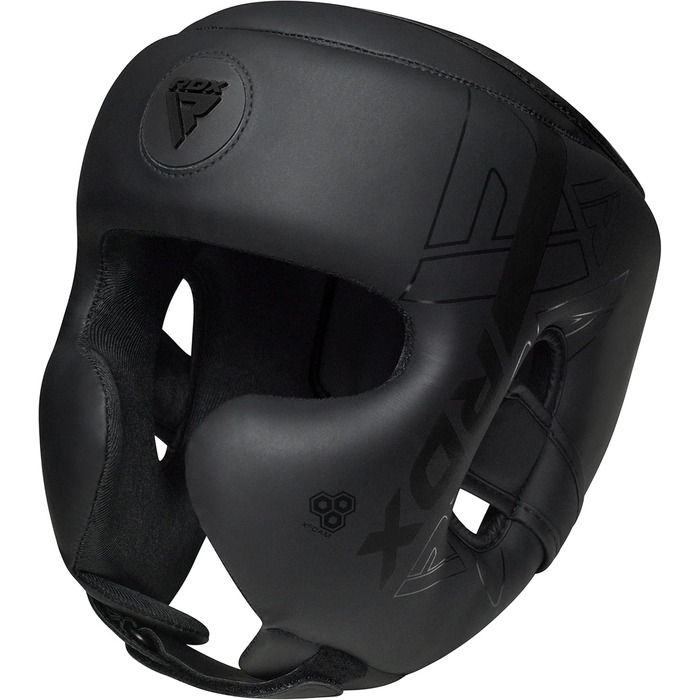 RDX Headgear for Kickboxing, Combat Sports, MMA Training - Maya Hide Leather Sparring Head Protector, Boxing Helmet, Krav Maga, Muay Thai, Karate & Taekwondo Headgear - Black