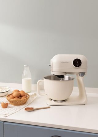 Планетарний міксер CREATE/DOWNMIX RETRO для кухні, колір Крем: 6 швидкостей, автоматичні програми для збивання, змішування та емульгування
