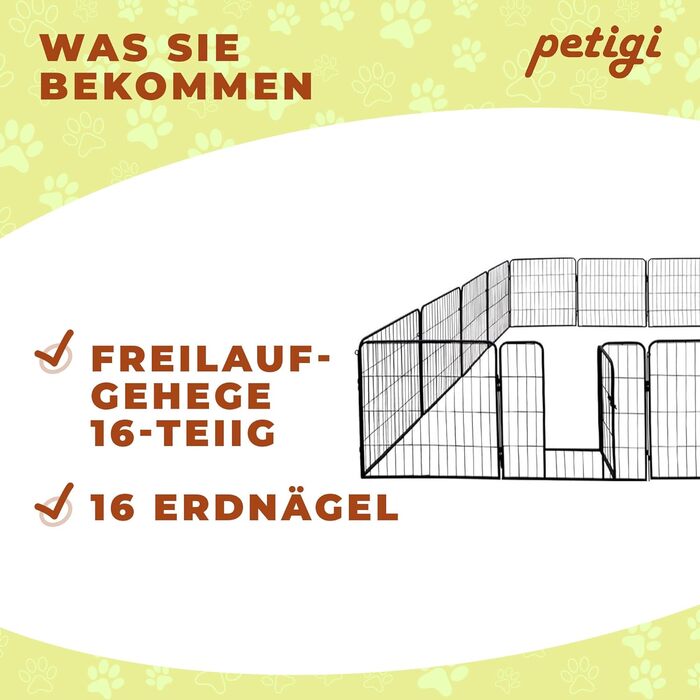 Переносний вольєр для цуценят Petigi, сталевий, з порошковим покриттям, розкладний, розмір 80x60 см
