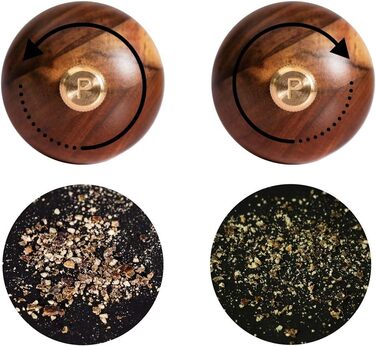 DeroTeno Salt and Pepper Grinder Set, Pepper Grinder with Stainless Steel Grinder, Salt Grinder with Ceramic Grinder, Acacia Wood, H 30 cm