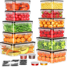 Набір контейнерів для зберігання продуктів з кришкою, 30 шт. (15 контейнерів + 15 кришок), набір харчових контейнерів, не протікають, BPA-free, для Meal Prep