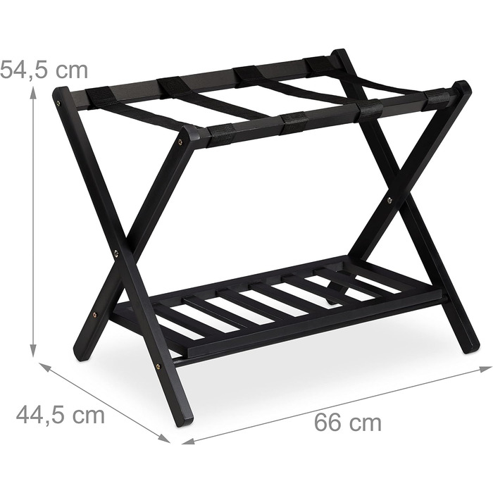 Relaxdays Folding Suit Stand, Suit Stool Wood, HBT: 54.5 x 66 x 44.5 cm, 2 Shelves, Suit Storage Hotel, white, 10029975_49 (Black)