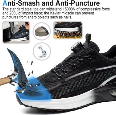 Робочі черевики для чоловіків та жінок. Зі сталевим підноском, легкі, спортивні, неслизькі, дихаючі, модні. Розміри 38-46 EU, 41 EU. Нова мультимодель.