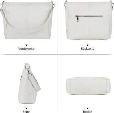 Жіноча сумка-шопер Befen з натуральної шкіри бежевого кольору, середнього розміру, з ручками та 2 плечовими ременями - класична елегантна сумка-хобо